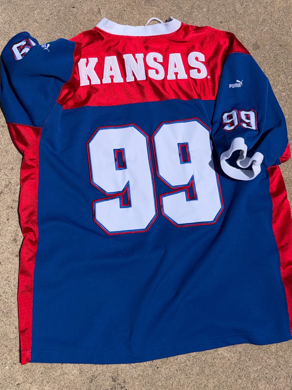 Vintage University of Kansas KU College-NCAA Football Puma 99 Jersey Size XL